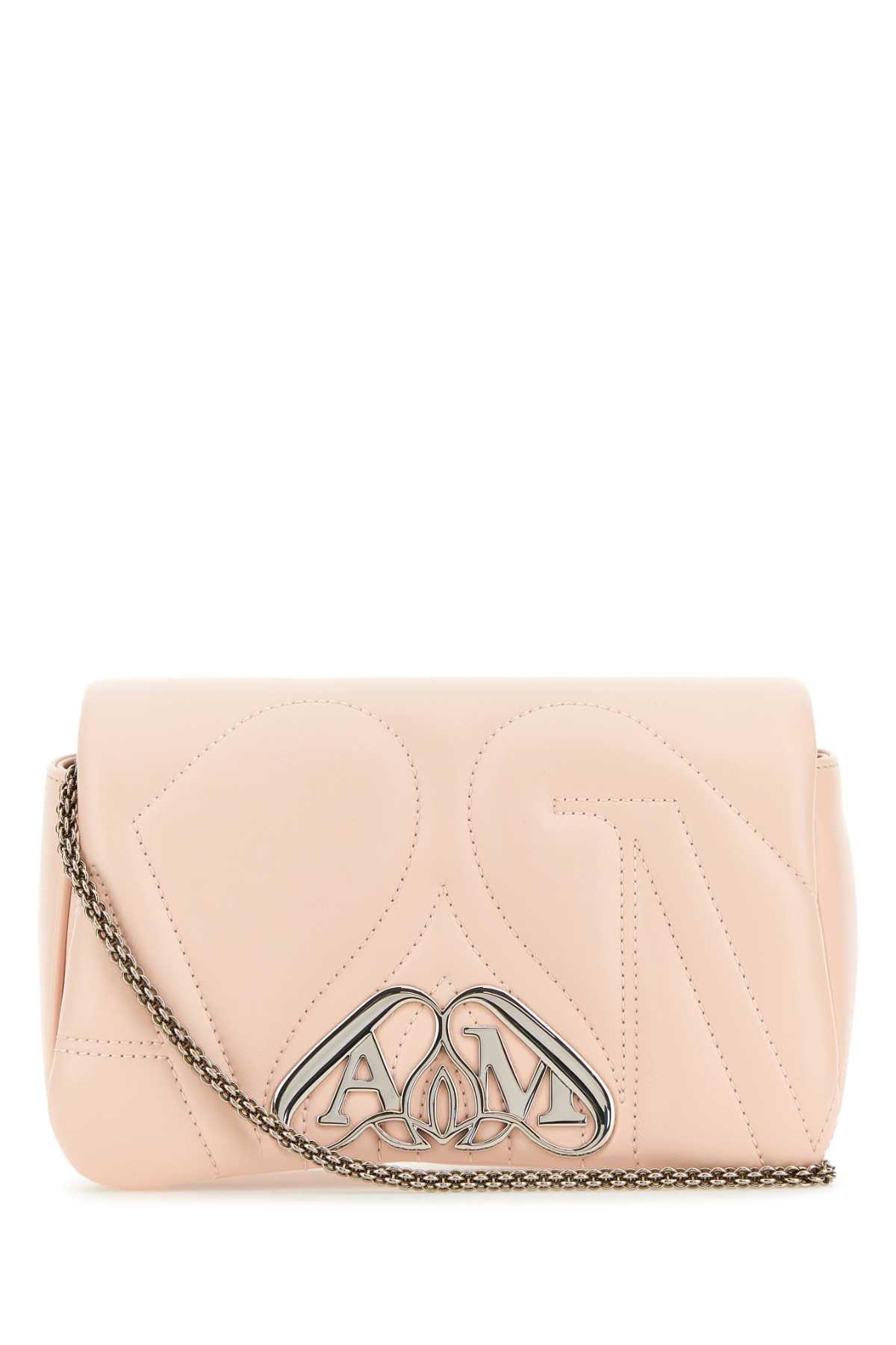 Alexander Mcqueen アレクサンダーマックイーンパステルピンクレザーミニシールクラッチ - Image 1