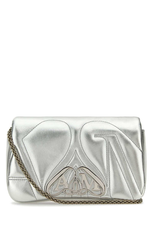 Alexander Mcqueen アレクサンダーマックイーンシルバーレザーミニシールクラッチ - Image 1