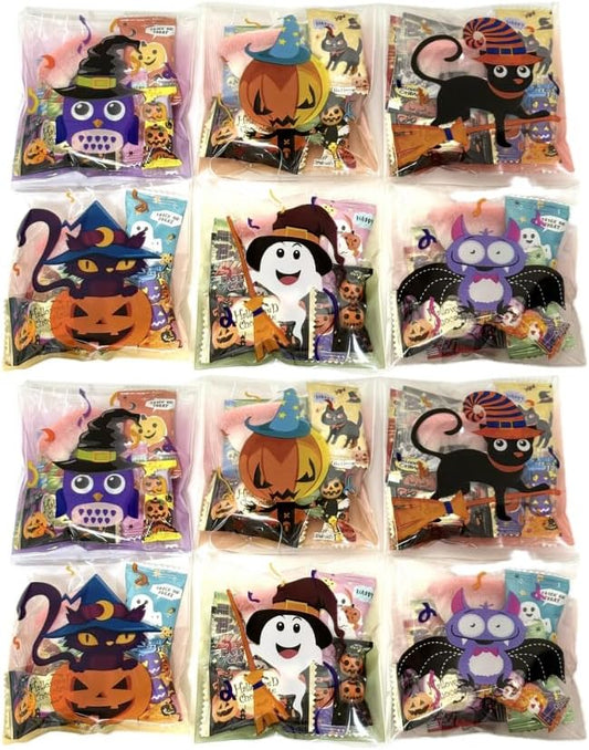 Halloween Limited Edition, Assorted Sweets, Mini Gift, Individually Wrapped, 12 Bags Set (7 Pieces per Bag), For Children, Events, Cute Packaging, Candy, Gummy, Chocolate