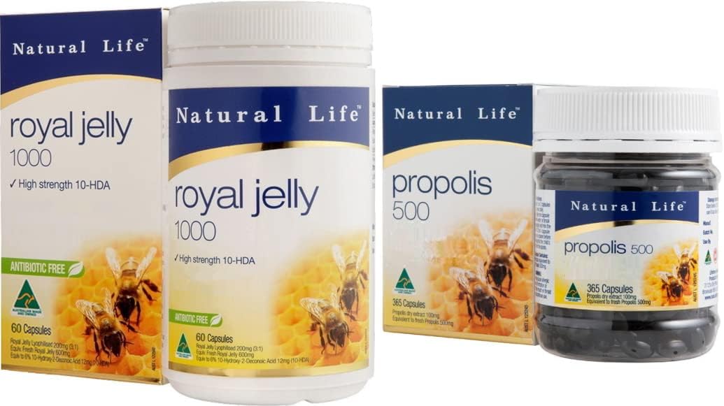 Natural Life Royal Jelly 1000 365 Tablets + Propolis 500 x 365 Tablets [With Japanese Packaging Label] [Parallel Import]