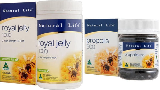 Natural Life Royal Jelly 1000 365 Tablets + Propolis 500 x 365 Tablets [With Japanese Packaging Label] [Parallel Import]