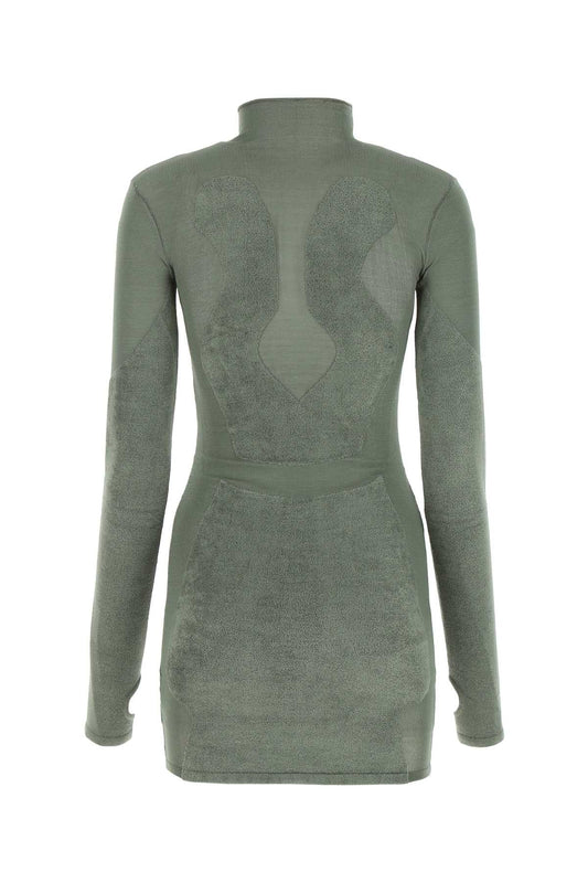 Dion Lee ディオンリーセージグリーンストレッチビスコースブレンドミニドレス - Image 1