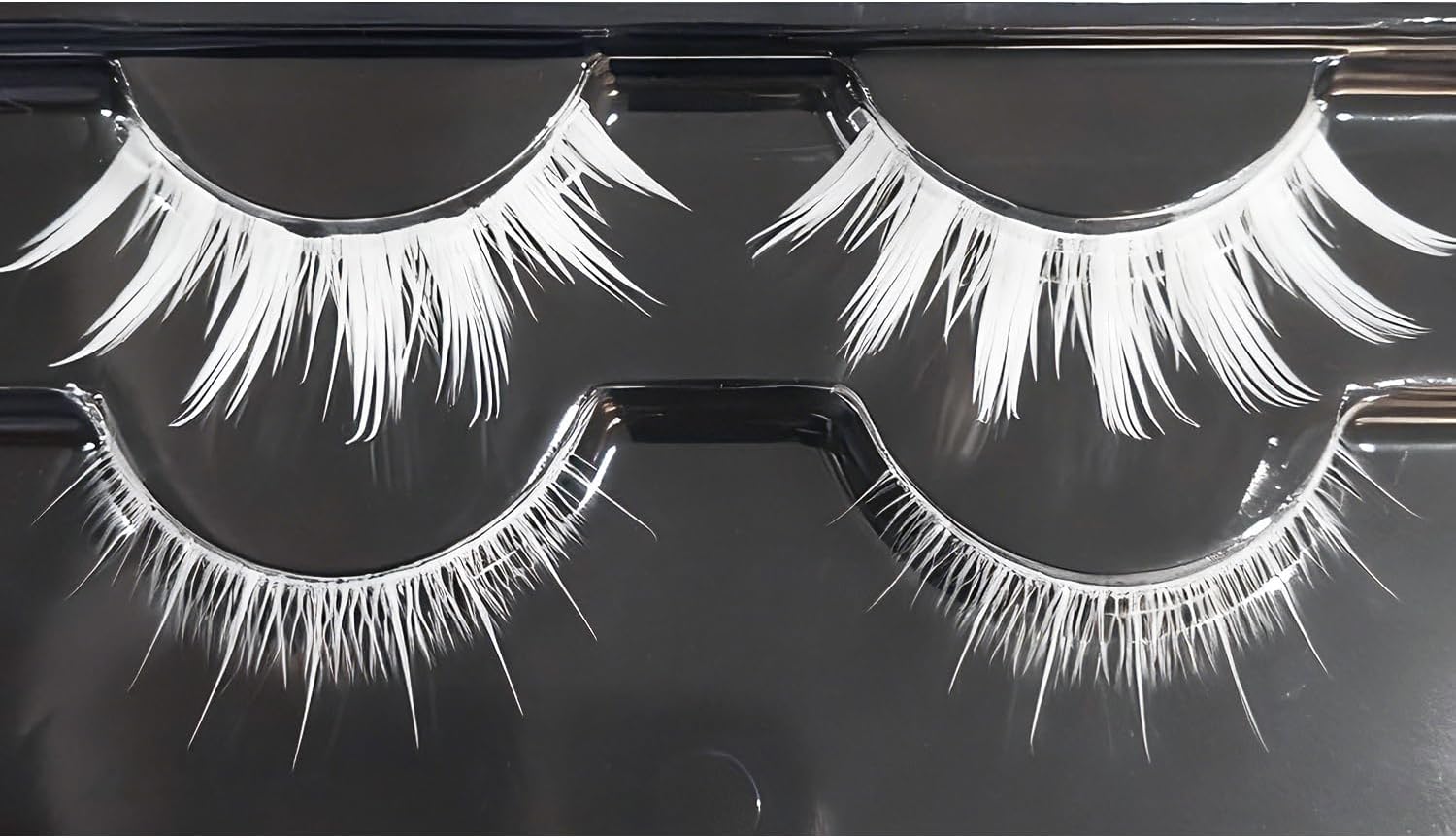 False Eyelashes, 2 Pairs, Cosplay, White False Eyelashes, Doll Type, Natural, Handmade Look, Fiber Material, Reusable, Top and Bottom Eyelashes, Cosplay, Halloween, Costume, Live Wear, Everyday Makeup