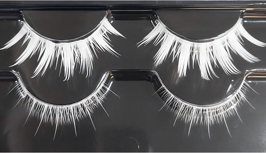 False Eyelashes, 2 Pairs, Cosplay, White False Eyelashes, Doll Type, Natural, Handmade Look, Fiber Material, Reusable, Top and Bottom Eyelashes, Cosplay, Halloween, Costume, Live Wear, Everyday Makeup