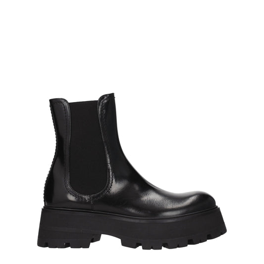 Alexander McQueen アレクサンダー・マックイーンの女性 'S 革のブーツブラック/ブラック - Image 1