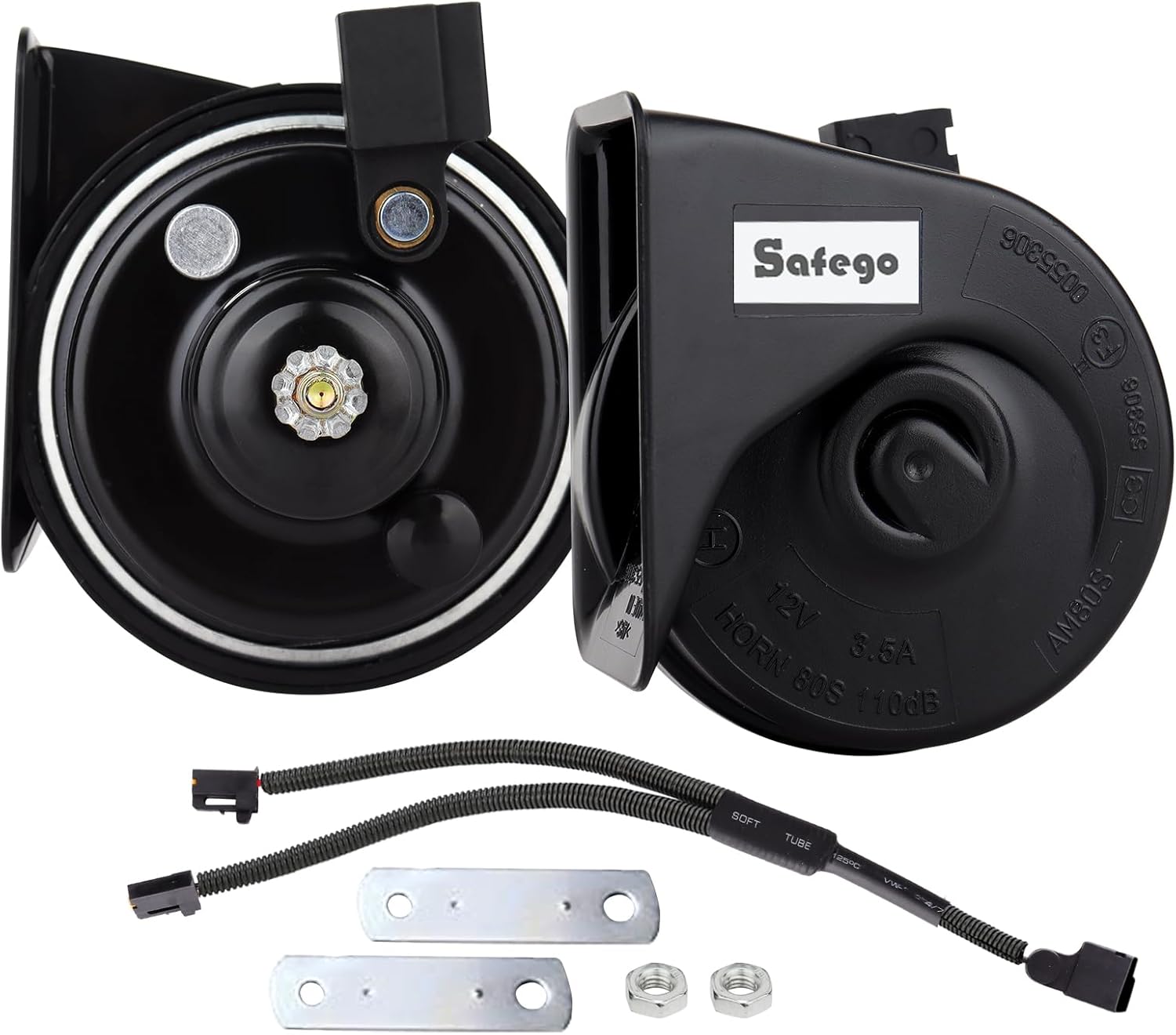 Safego Horn, Universal for Toyota Cars, All New Versions, Lexus Horn, Compatible with Vehicle Inspection, Genuine Sound, Waterproof, Universal 120db, High / Bass 2-Piece Set, Includes Bifurcation