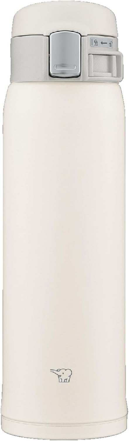 Zojirushi SM-SF48-WM Canteen For Drinking Directly (One Touch Opening), Stainless Steel Mug, 16.2 fl oz (480 ml), Pale White