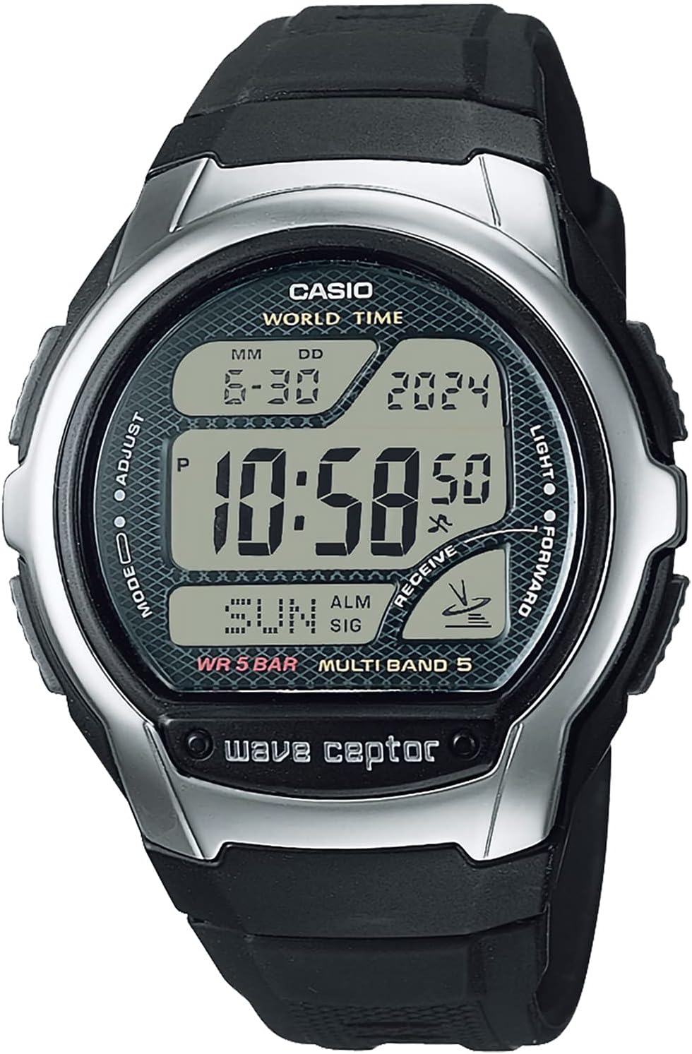 Casio Wave Sceptor WV-58R-1AJF Men's Watch, Black, Black