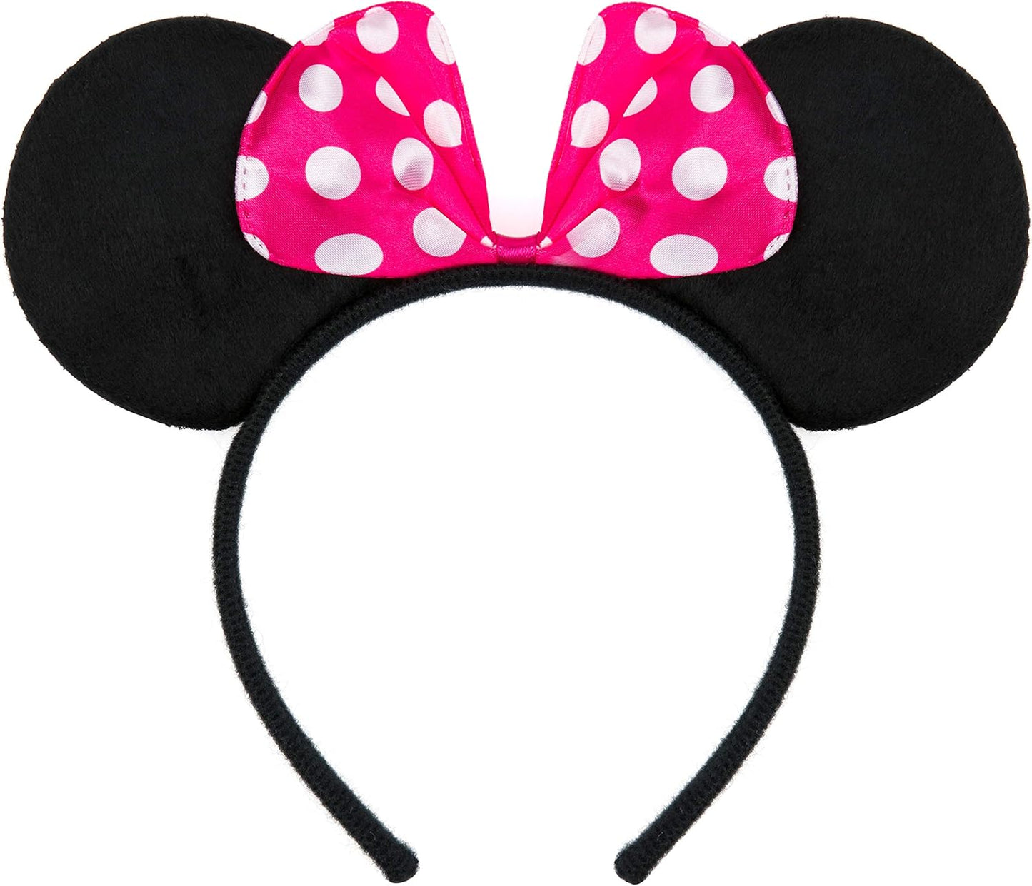 Balinco Headband in Black with Mouse Ears with Bow in Pink with White Dots for Kids & Adults