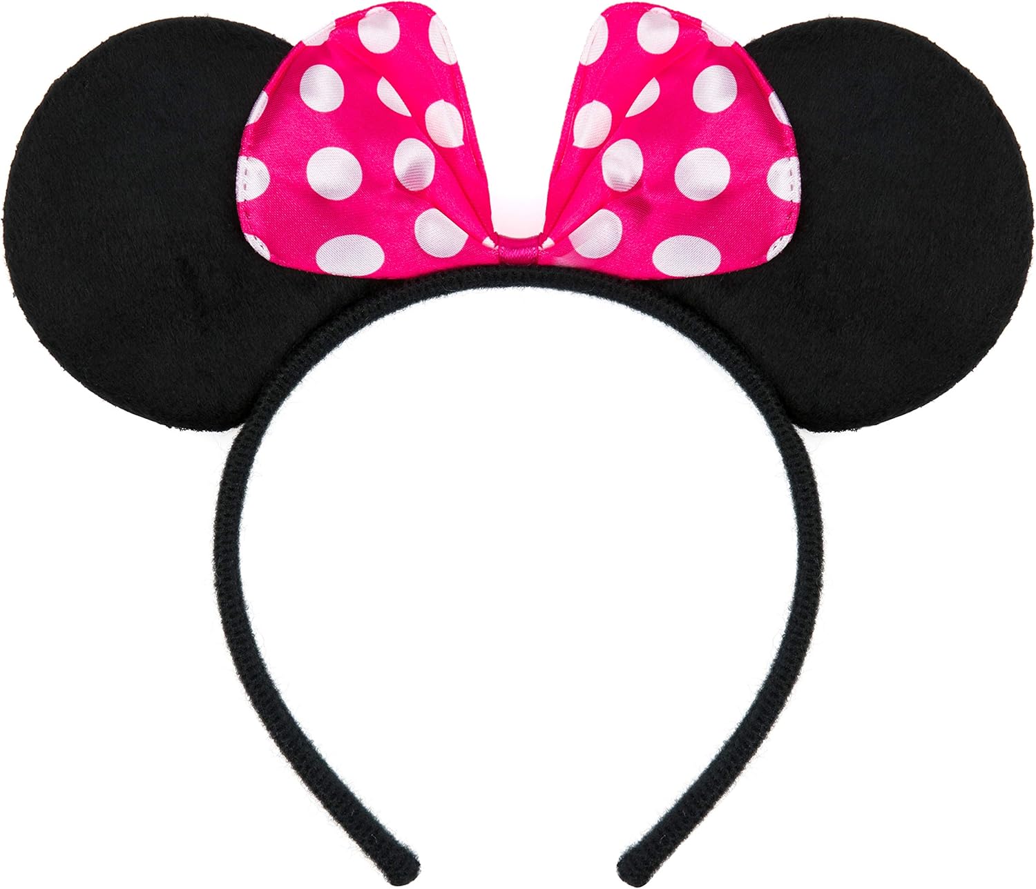 Balinco Headband in Black with Mouse Ears with Bow in Pink with White Dots for Kids & Adults