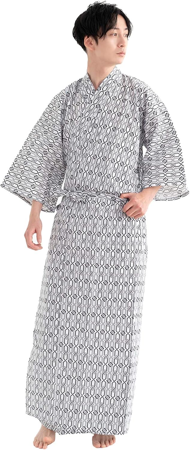 Kyoetsu Men's Inn Yukata Sleepwear 2-Piece Set (Yukata/Coordinating Cord)