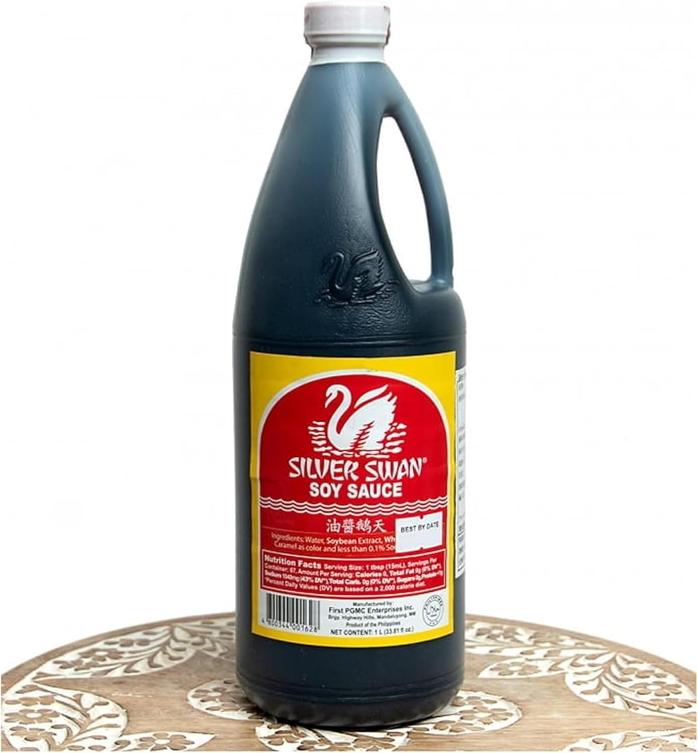 World Links Silver Swan Soy Sauce, 33.8 fl oz (1,000 ml), Made in the Philippines, Condiments, Soy Sauce, Commercial Use, Large Capacity, Comes with 7RabbitRiogrand Original Sticker [Trademark Registration Number: 6667215]