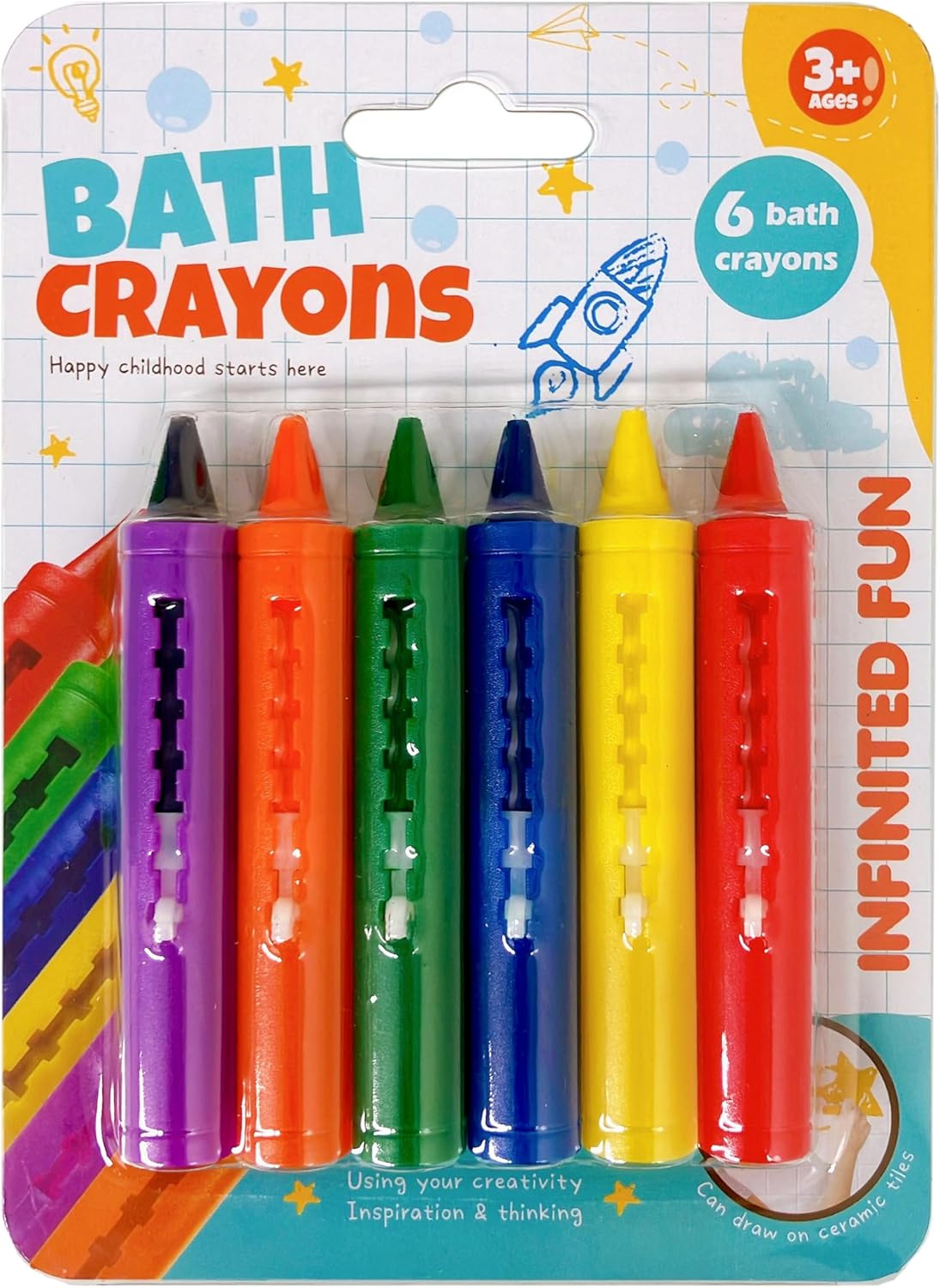 Bathcrayons BATH-6C Bath Crayons Set of 6 Colors