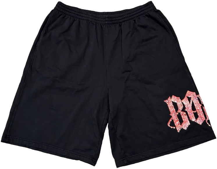 BOSSI 'RED/GREY' CLASSIC LOGO RHINESTONE SWEATSHORTS