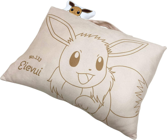 MORiPiLO Plush Pillow Pokémon Eevee (with Mascot) Handle Attached Compact Cushion Goods Stuffed Toy Nap Pillow 11 x 15.4 x 3.5 inches (28 x 39 x 9 cm) Yellow Character Pillow by Morishita