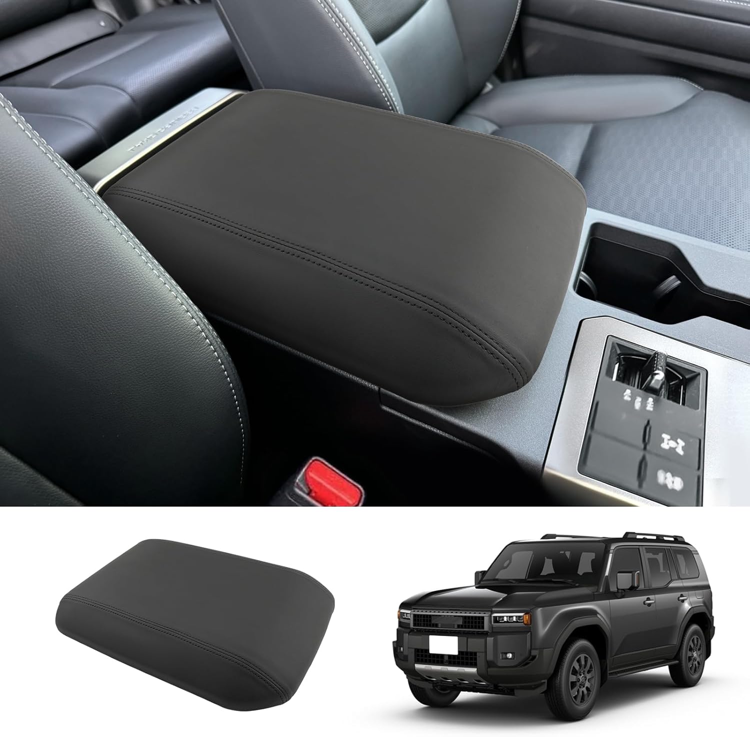 2024 New Toyota Land Cruiser 250 TRJ250W/GDJ 250W Only Armrest Cover Armrest Cushion Elbow Rest Console Box Pad Protective Cover Elbow Rest Specially Designed Cover Good Touch Stain Prevention