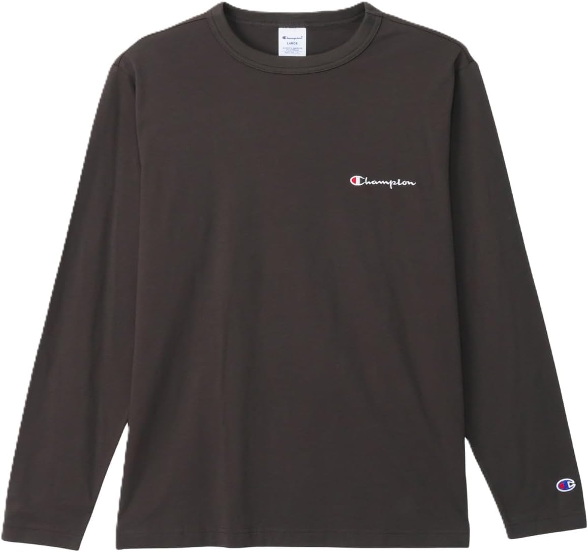 [Champion] ロングTシャツ 長袖 丸首 綿100% 刺繍 スクリプトロゴ ロングスリーブTシャツ ベーシック C8-W420Z メンズ