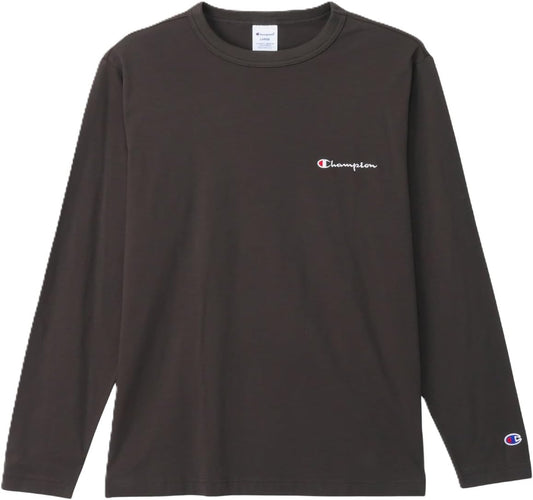 [Champion] ロングTシャツ 長袖 丸首 綿100% 刺繍 スクリプトロゴ ロングスリーブTシャツ ベーシック C8-W420Z メンズ