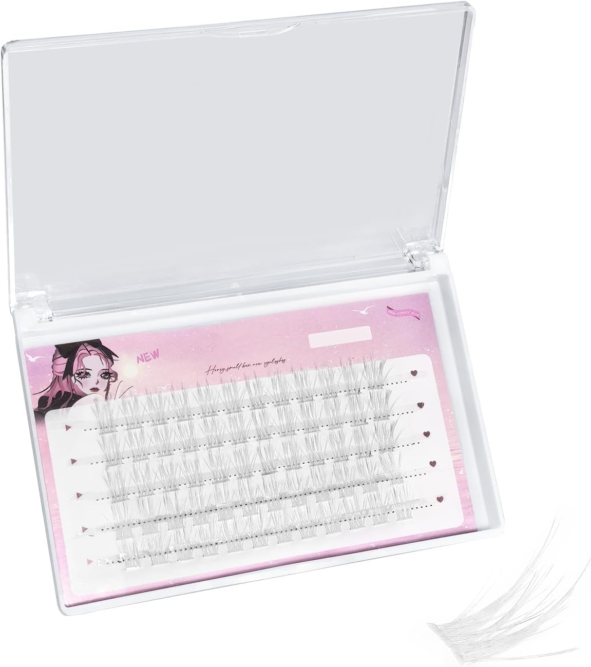 BOROLA 60 Bundles Color Eyelash Extensions, 0.4 - 0.5 inches (10 - 12 mm) Feather Style Single Bunch Eyelashes, Fan 3D Fluffy DIY Extensions, Multi-Layer Construction, Cosplay Parties, Daily Makeup