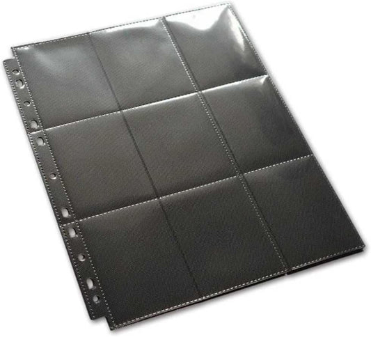 AiO JAPAN Trading Card File, Extra Sheet, Set of 30, Side Insert, 9 Pockets, Double-Sided (Black)