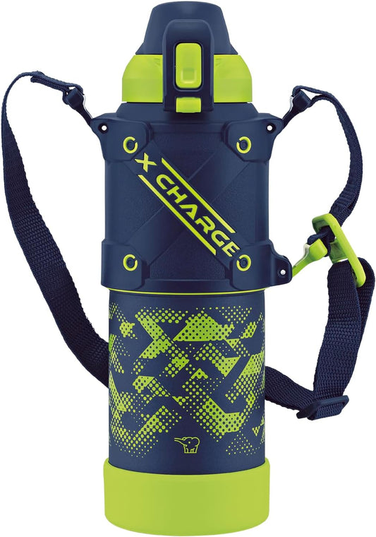 Zojirushi Water Bottle, Large Capacity 1.0L 【Shock Resistant】 Easy to Clean with Only 2 Parts, Seamless Rim, Keeps Cold, Sports Drink Cool Bottle, Lime Blue SD-HB10-AG