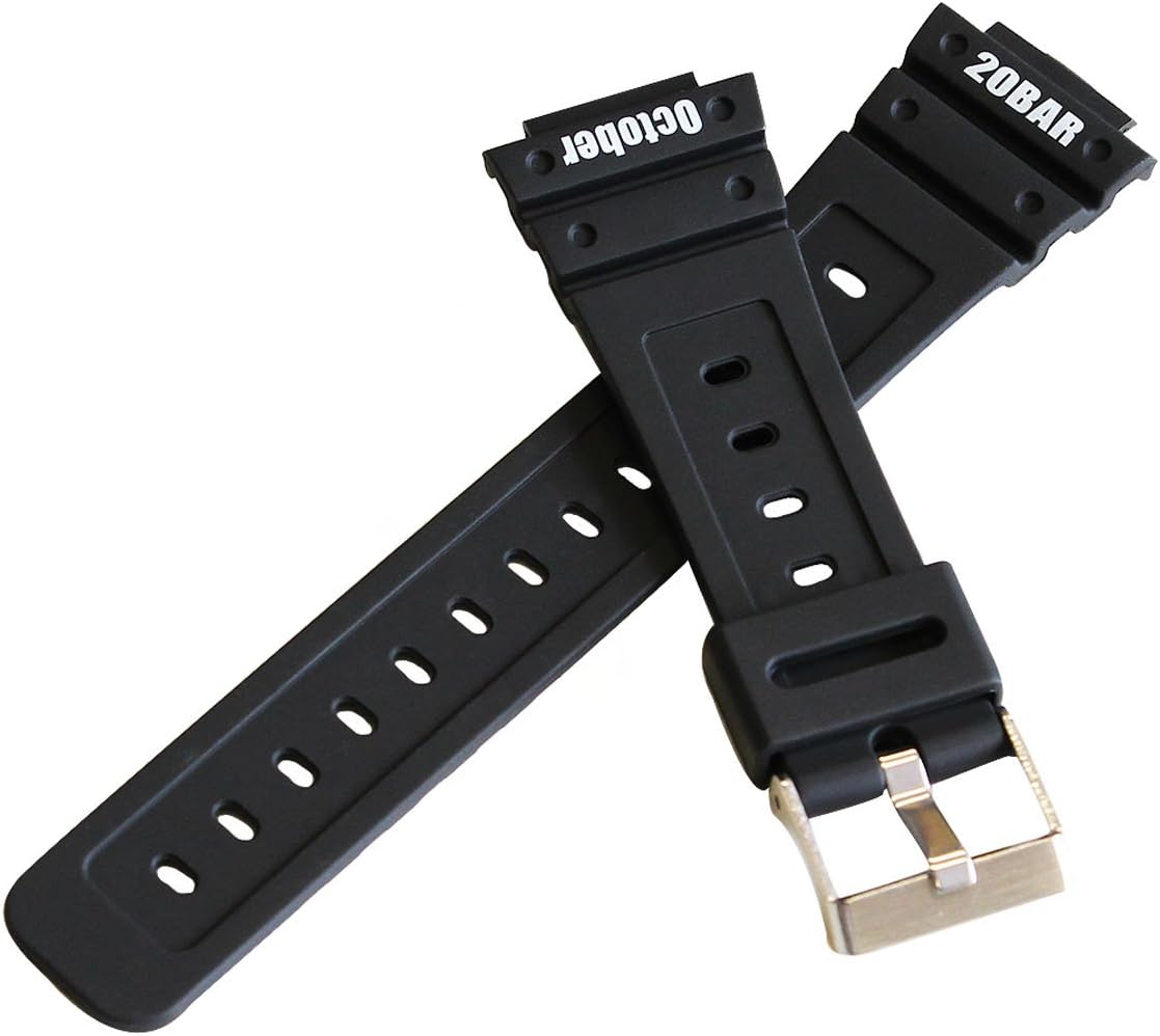 [Time October] G-SHOCK Replacement Band Belt, Compatible with 5600 Series, 0.6 inches (16 mm), Urethane, Black, Urethane
