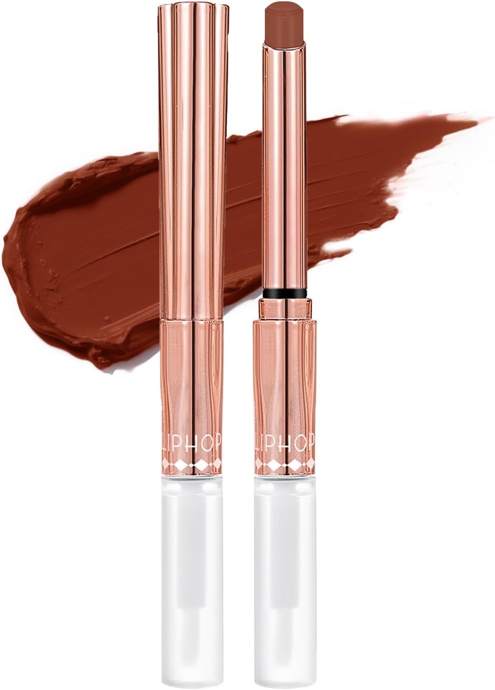 Double-Headed Matte Lipstick, Gloss, High Color, Moisturizing, Long-Lasting Keep, Anti-Falling, Gel Membrane Lipstick, Non-Drying, Lipstick, Glossy Finish, Natural Ruddy Feel, Brush Included, 8