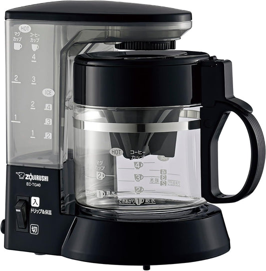 Zojirushi EC-TG40AM-BA Mahobin Coffee Maker, 4 Cups, Drip Type, Glass Container, Paper Filter, Black