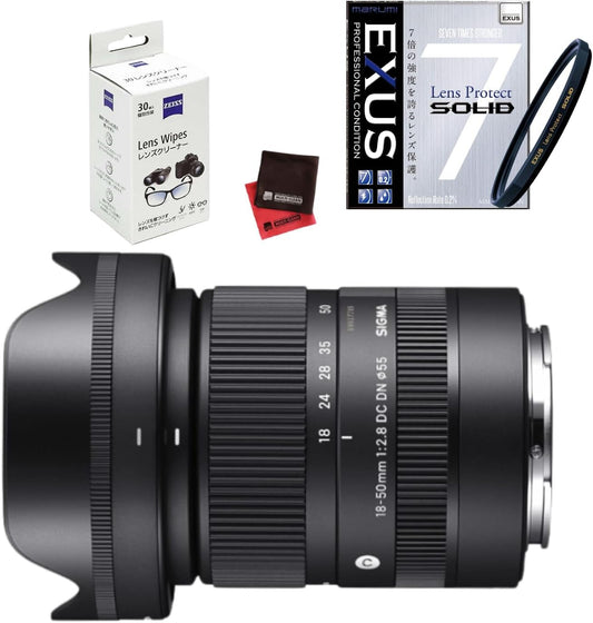 Sigma 18-50mm F2.8 DC DN(C) for Fujifilm X Mount & Marumi EXUS Lens Protect Sole & Lens Cleaner & Cloth Set of 4