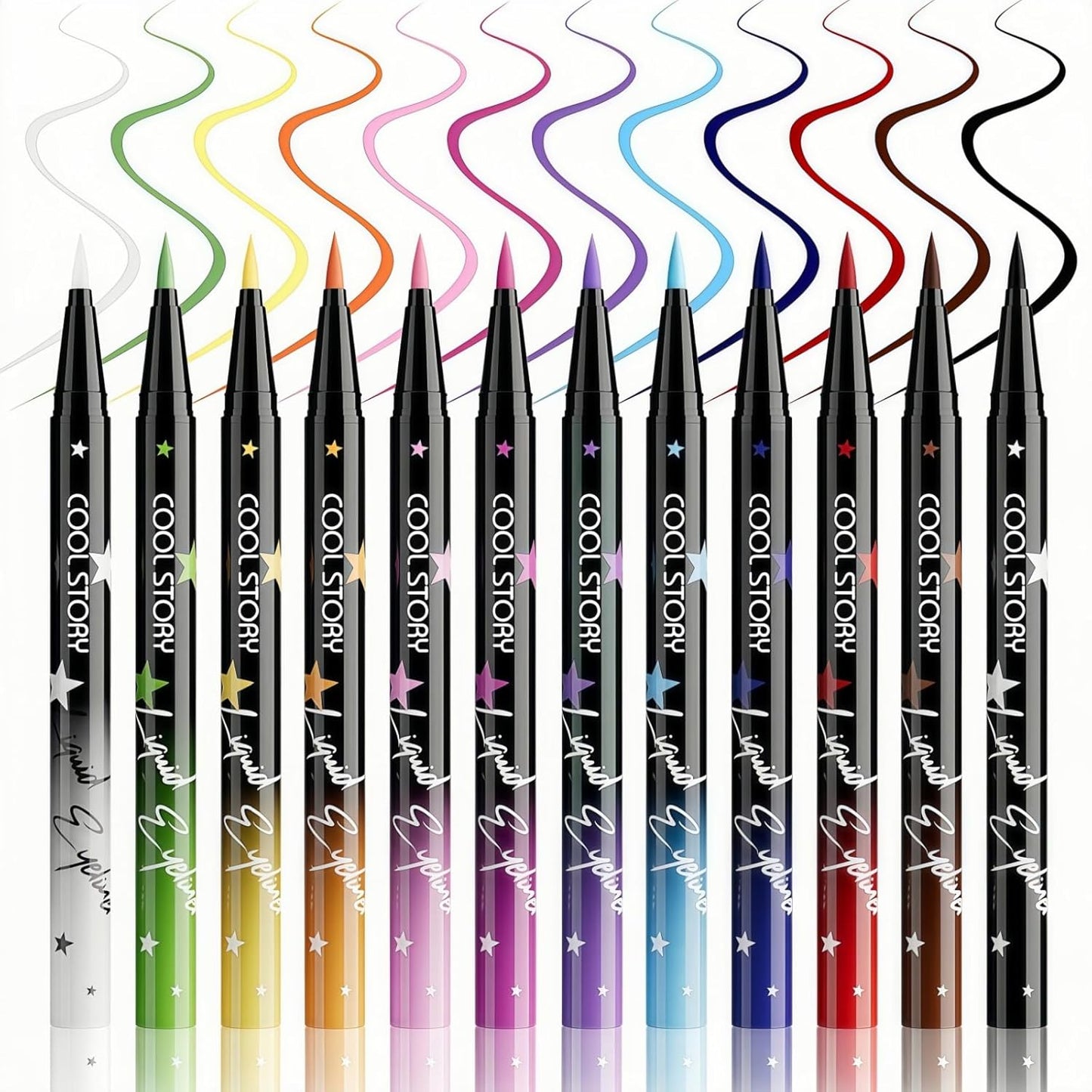 Liquid Eyeliner 12 Colors Wine Red, Olive, Pastel Color, Waterproof, Ultra Fine, Matte, No Falling, Quick Drying, Gel Pen, Cat Eye, For Beginners, 06# Pink