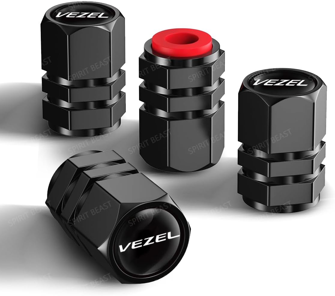 Vezel Air Valve Cap, Compatible with Honda Vezel, RV3, RV4, RV5, RV6, and All Series, Aluminum Alloy, Dress-Up Parts, Lightweight, High Strength, Corrosion Prevention, Car, Tire Valves, Pack of 4