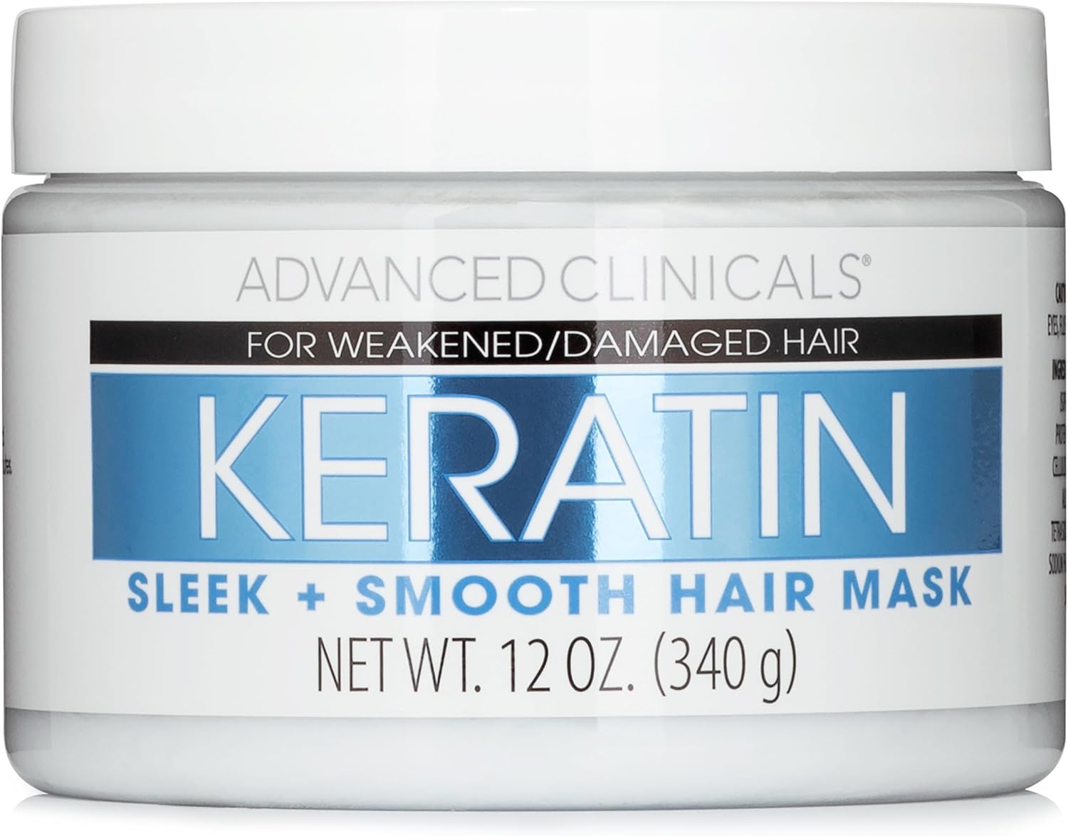 Advanced Clinicals Keratin Hair Mask, Hair Pack, Non-sticky, Advanced Clinicals, Large Capacity, 12.0 oz (340 g)