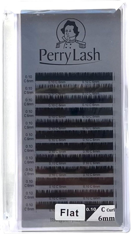 Thickness 0.004 inch (0.1 mm) [Flat Lash for Lower Eyelashes] PERRY LASH Flat Lash Curl J C CC L Length 6mm Eyelash Extensions for Natural Wrap (C Curl (6mm)