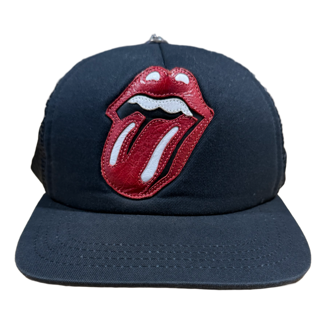 CHROME HEARTS 'ROLLING STONES' BLACK TRUCKER HAT