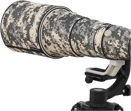 Rolanpro Lens Cover, Camouflage Coat for Telephoto Lens Compatible with SIGMA 500mm F/4 DG OS HSM Sports, Triple Layer Protection, Gray Digital Camo, Modern