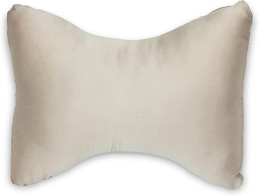 MORIPiLO Neck Pillow, Car (100% Silk, Gentle on Skin and Hair), Headrest, Neck Pad, Portable Pillow, Compact, Airplane, Neck Pillow, Fun de SILK Mini Pillow (Gold Beige)