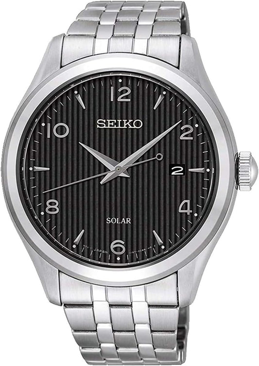 Seiko SNE489P1 Men's Wristwatch, Solar, Overseas Model, Water Resistant to 322.8 ft (100 m), Bracelet Type