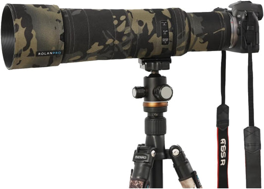 Rolanpro Lens Cover, Camouflage Coat for Telephoto Lens to Fit Canon RF 800mm F11 IS STM, Triple Layer Protection, Black and Dark Camo, Modern