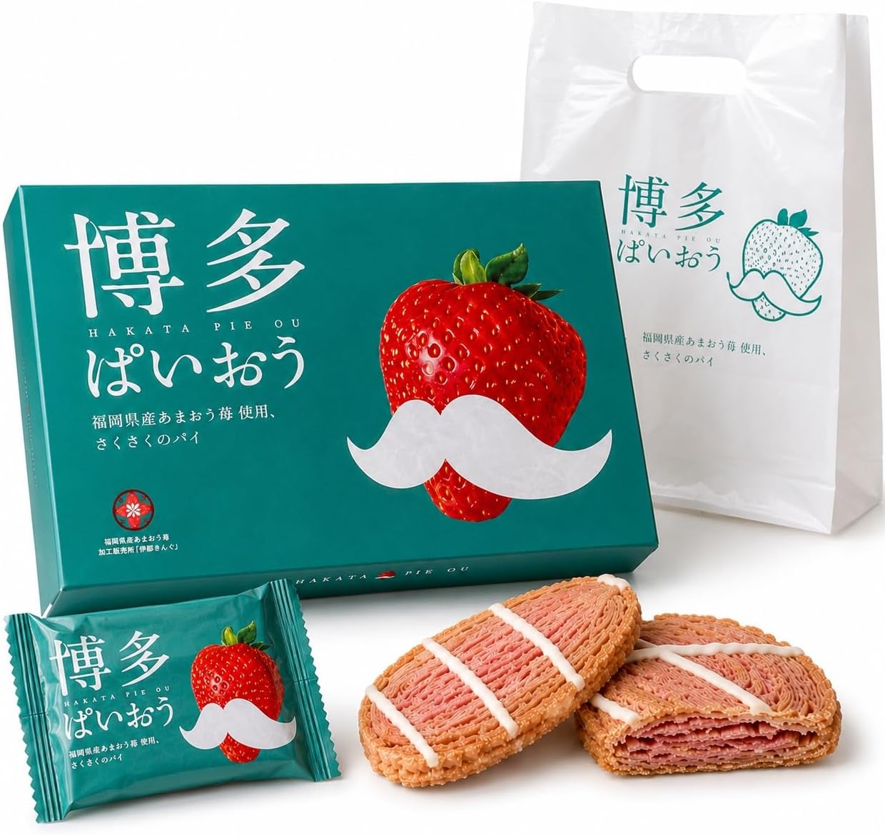 (Fukuoka Limited Product) Ito Kingu Hakata Paio (24 pieces x 1 box), Made with Strawberries from Fukuoka Prefecture, Includes Exclusive Souvenir Bag, Fukuoka Souvenir, Gift, Gift, Sweets, Homecoming