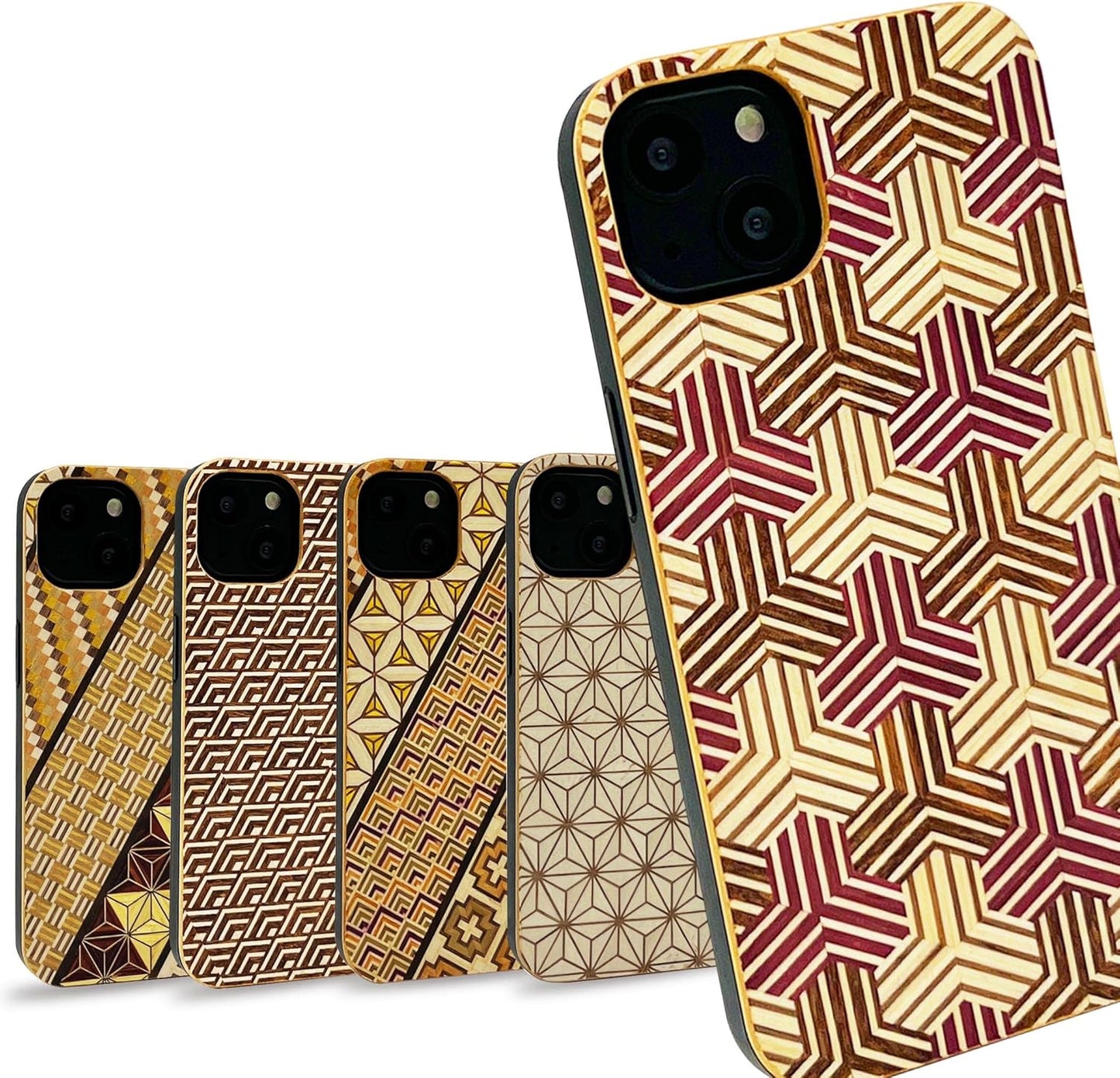 [Rare Production Traditional Craft] Wooden TPU Case, Shockproof, Made in Japan (for iPhone 13, Tortoise Shell (Modern Design))