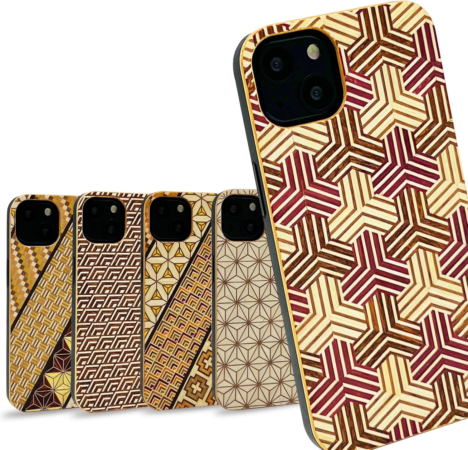 [Rare Production Traditional Craft] Wooden TPU Case, Shockproof, Made in Japan (for iPhone 13, Tortoise Shell (Modern Design))