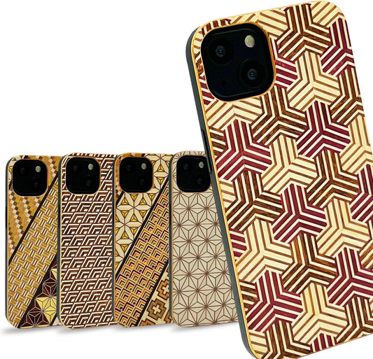 [Rare Production Traditional Craft] Wooden TPU Case, Shockproof, Made in Japan (for iPhone 13, Tortoise Shell (Modern Design))