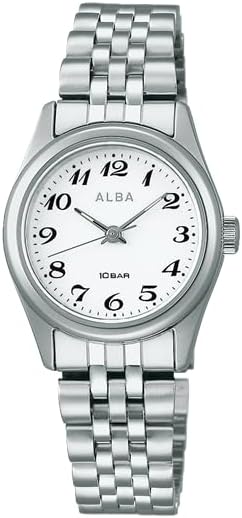 Seiko ALBA Watch, Men's, Women's, Quartz, Stainless Steel, Titanium, Reinforced Water Resistant for Everyday Use, 10 ATM, Analog,, Silver (AEGK429), Bracelet Type