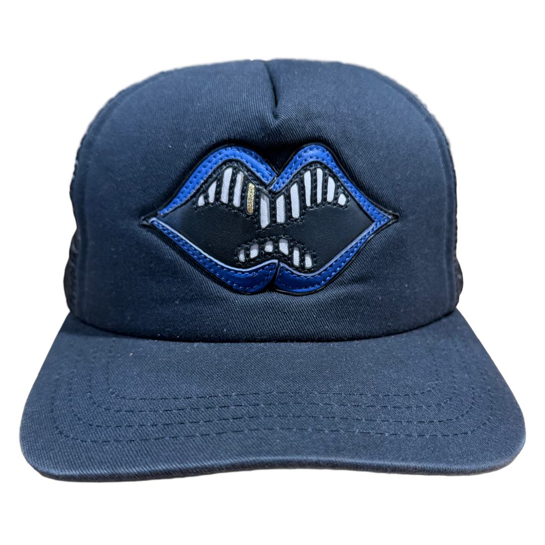 CHROME HEARTS MATTY BOY 'BLUE CHOMPER' LEATHER PATCH HAT