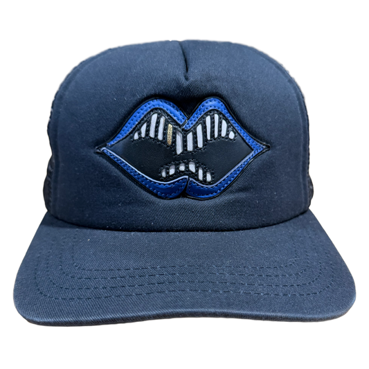 CHROME HEARTS MATTY BOY 'BLUE CHOMPER' LEATHER PATCH HAT
