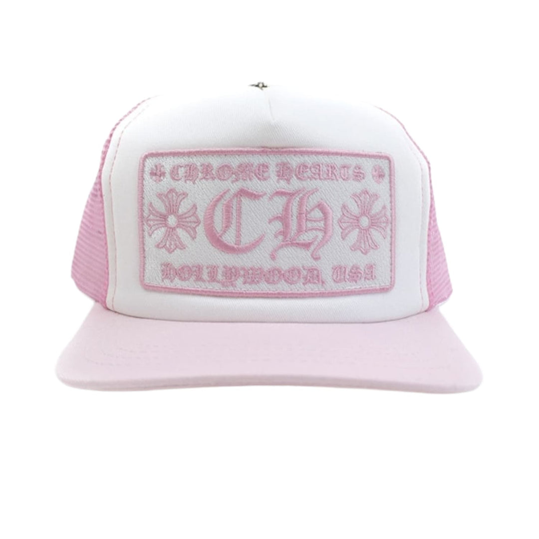 CHROME HEARTS CH HOLLYWOOD TRUCKER HAT PINK/WHITE