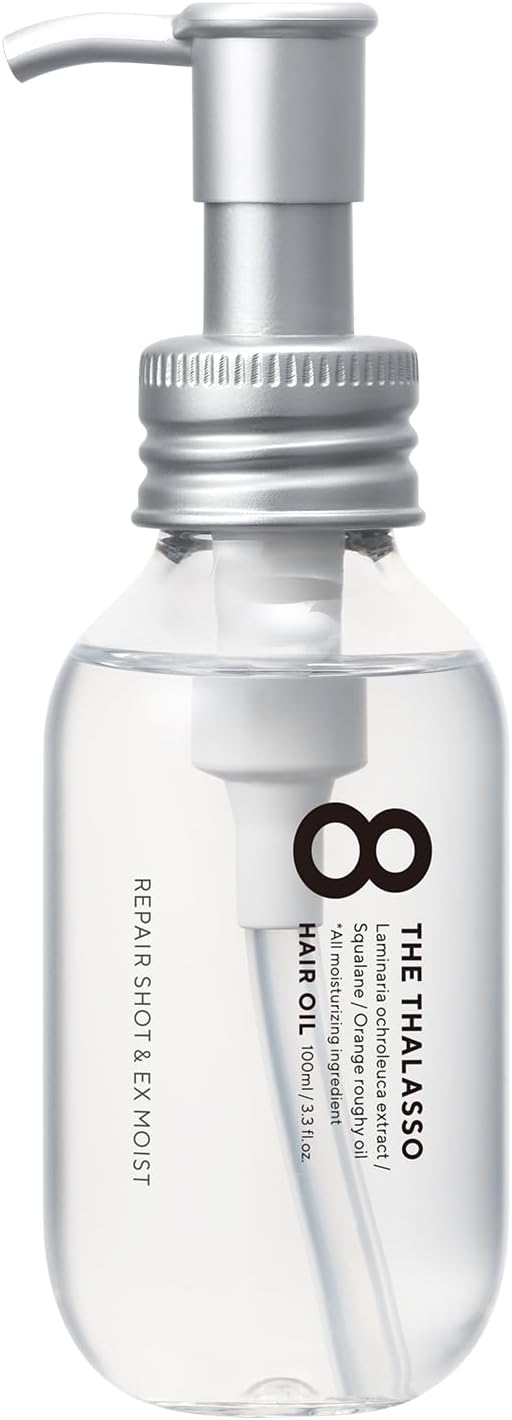 Eight Thalasso Moist Hair Oil, Repair Shot & EX Moist Serum Oil, Non-Rinse Treatment, Hair Oil, Outbus, Hair Care, Hair Styling, Gift, Made in Japan, 3.4 fl oz (100 ml)