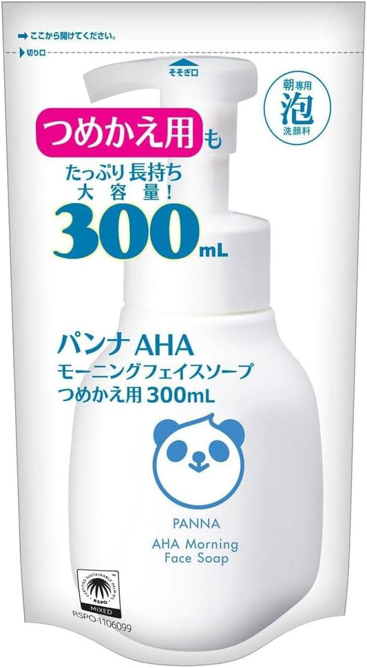 AII Medical Panna AHA Morning Face Soap, Foaming Facial Cleanser, Refill, 10.1 fl oz (300 ml)