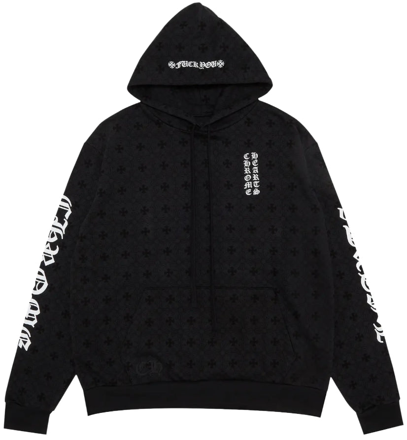 CHROME HEARTS 'BLACK' MONOGRAM VERTICAL LOGO HOODIE