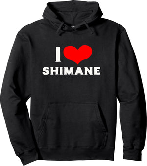 I LOVE SHIMANE Love Heart Shimane Prefecture Japan Souvenir Cute Stylish Hoodie, Black